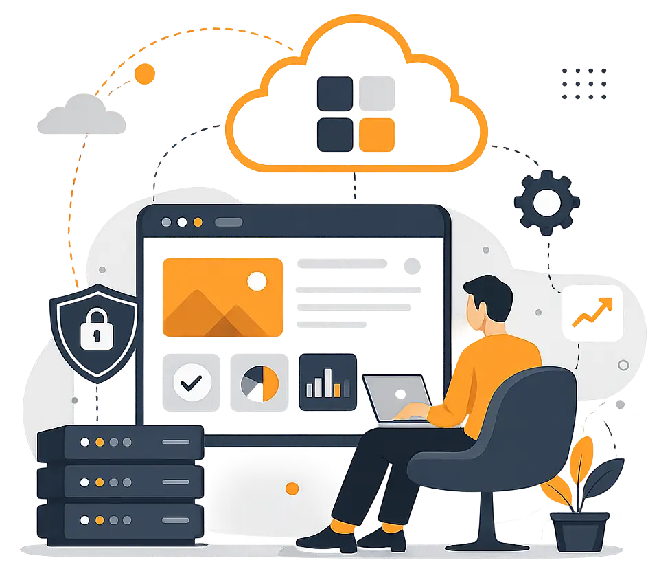 SaaS Product Development banner infographic illustrating scalable SaaS platforms