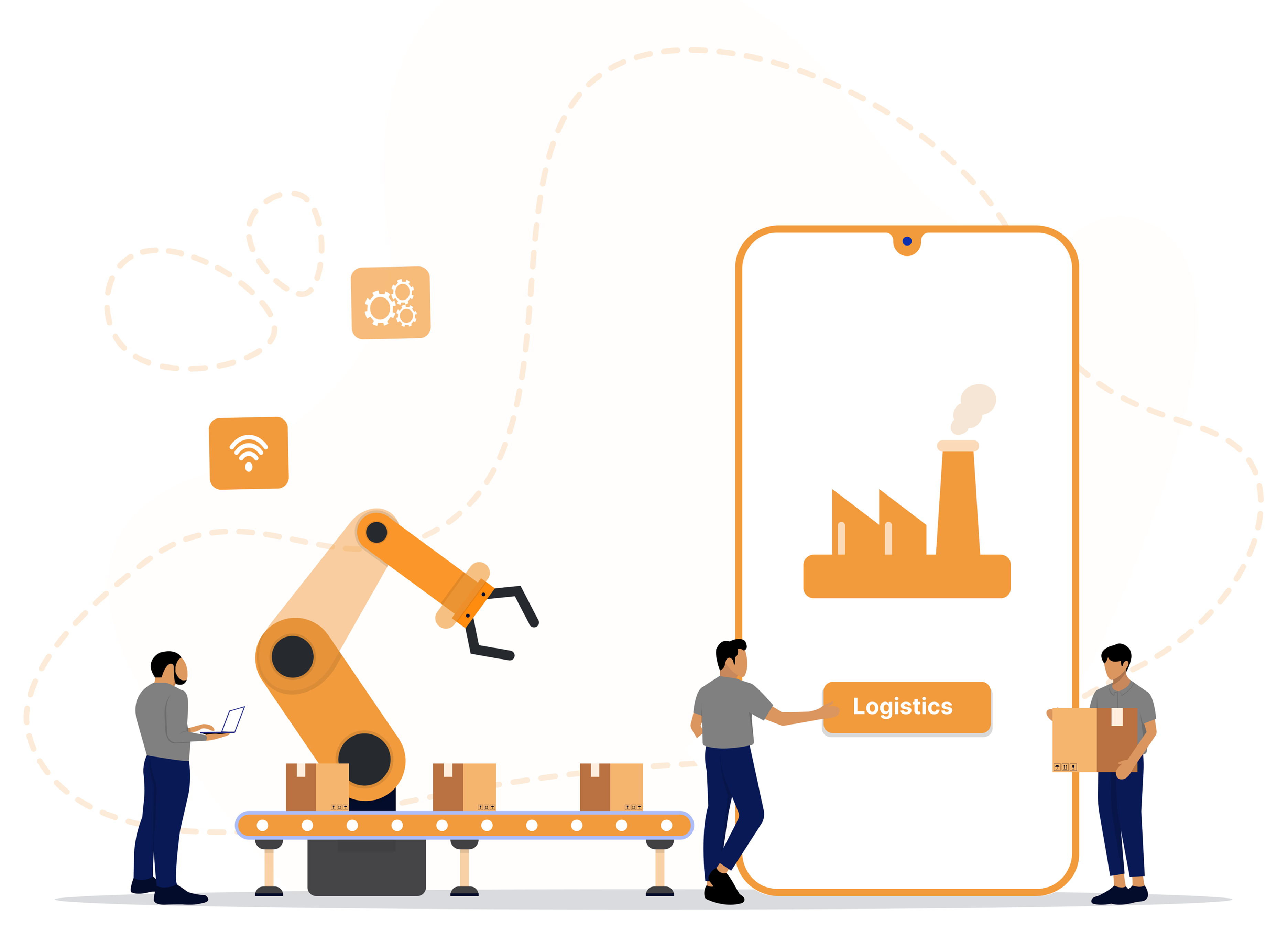 Illustration of digital transformation in logistics