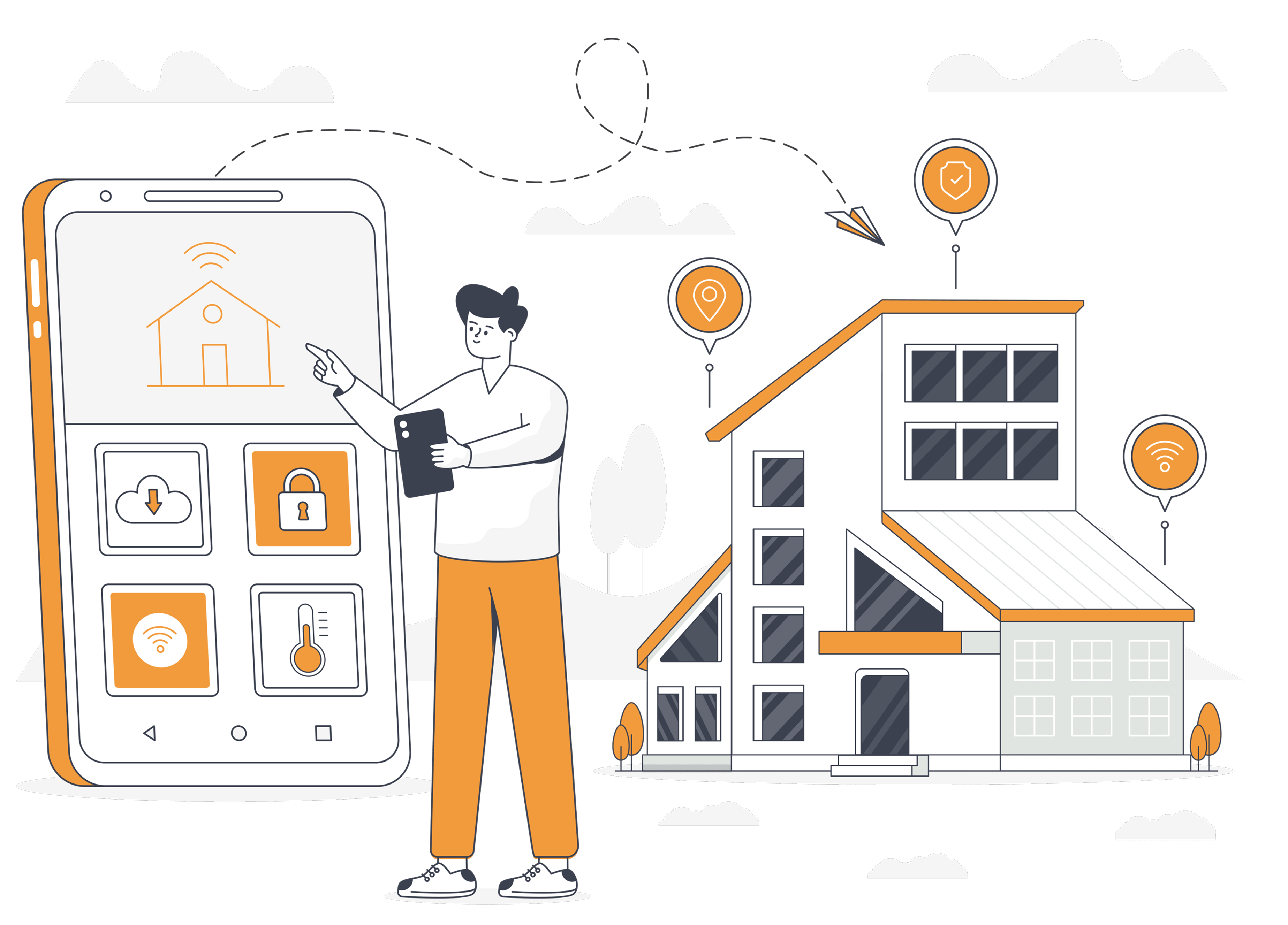 Illustration of smart IT solutions for real estate industry