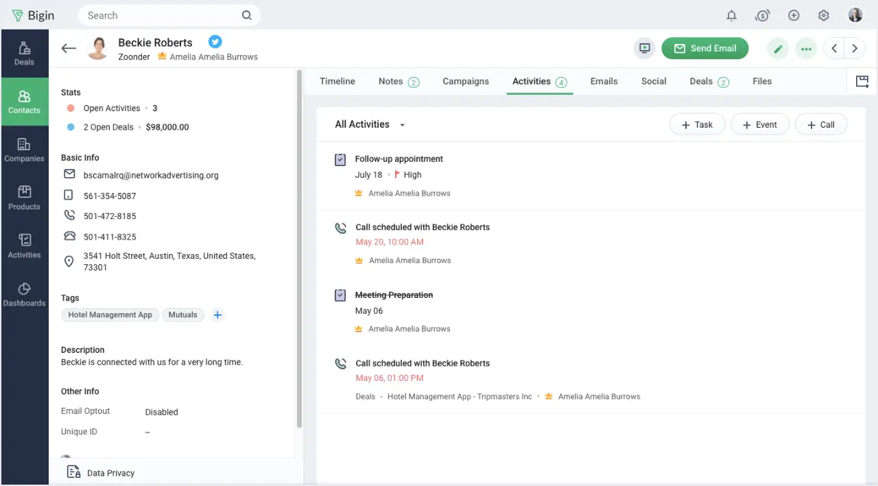 Create exclusive spaces for each team within your CRM