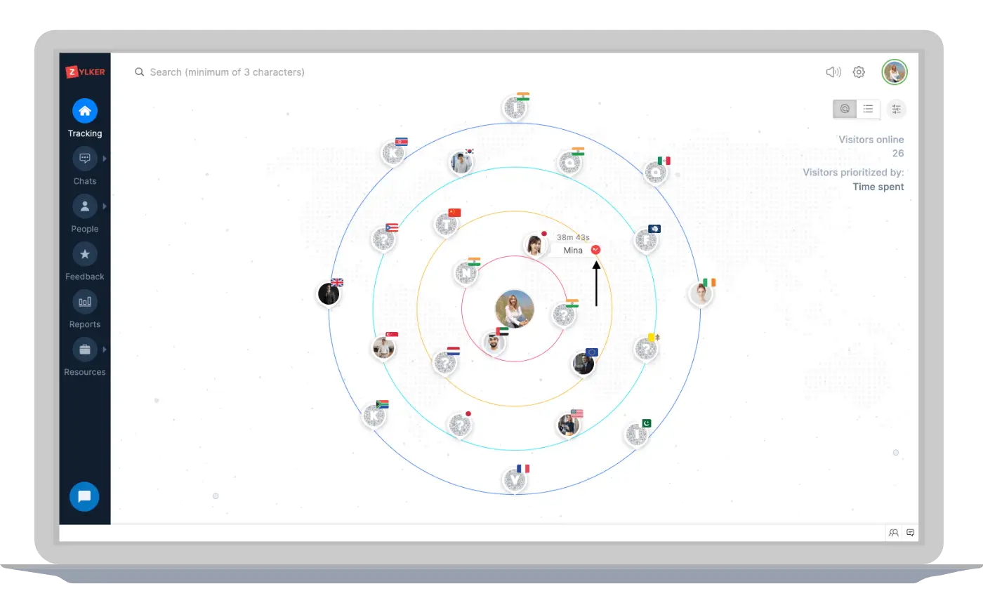 Zoho SalesIQ customer engagement and lead conversion illustration