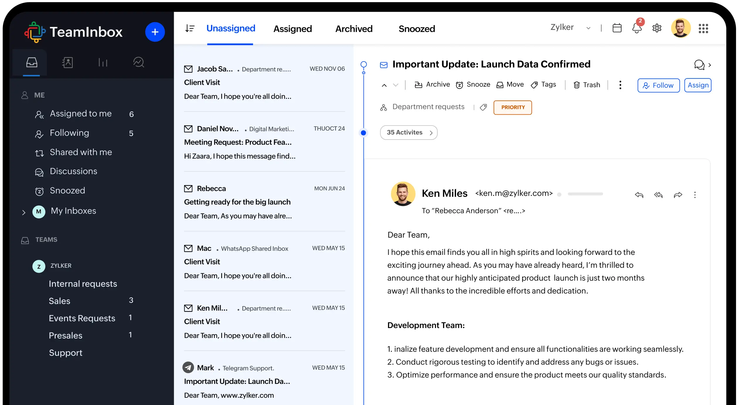 Zoho Connect digital workplace platform interface showing employee communication and collaboration features